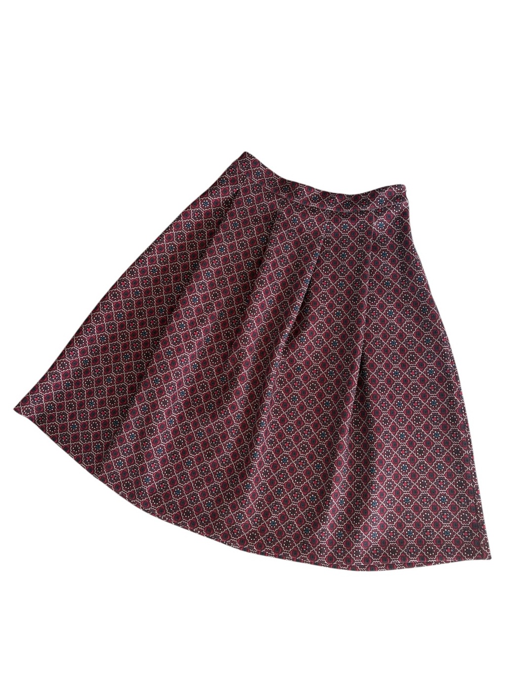 Abercrombie & Fitch Pleated Geometric Midi Skirt Burgundy Red Women's Size M